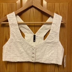 Divided by H&M White Button Front Crop Top